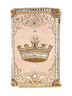Mary Frances Pink Beaded Crowned Jewel Crossbody Bag